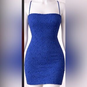 Rhapsody Beaded Royal Blue Mini Dress